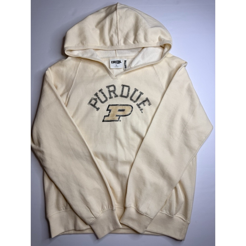 Coastal Color Purdue University Women's Hoodie Size Large L Cream NCAA Pullover